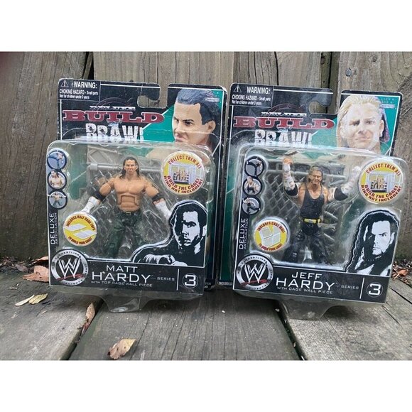 2008 WWE MATT HARDY & JEFF HARDY Build N Brawl with Top Cage Wall Piece Series 3 - Picture 5 of 7